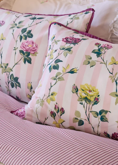 Cath Kidston Climbing Rose Stripe Reversible Cotton Duvet Cover Set Pink - Single Image 4