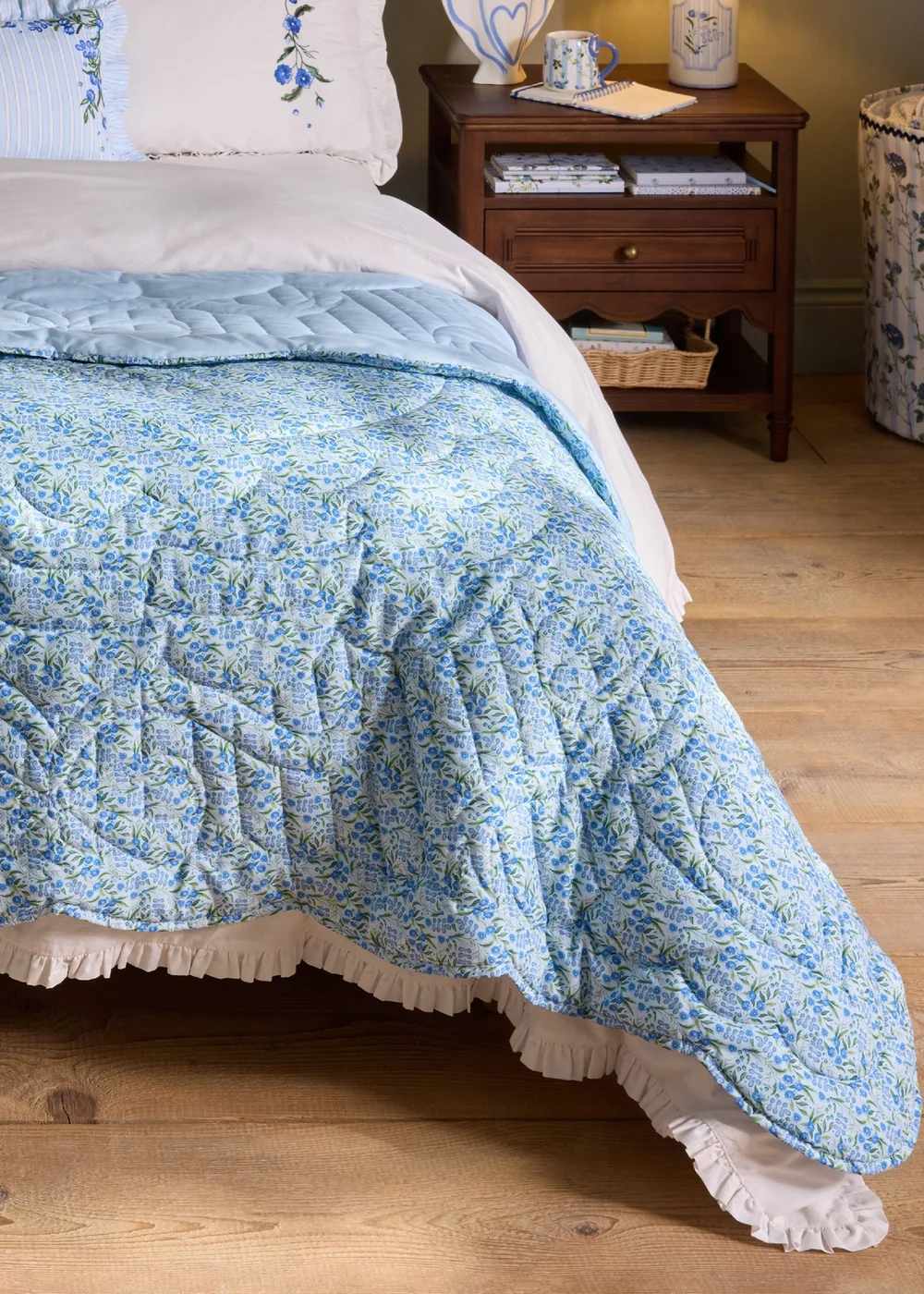 Cath Kidston Ditsy Floral Reversible Quilted 150x200cm Bedspread Blue - One Size Image 1