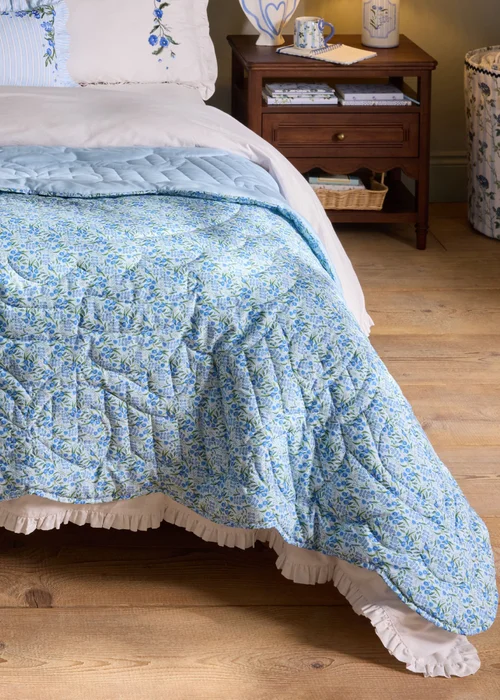 Cath Kidston Ditsy Floral Reversible Quilted 150x200cm Bedspread Blue - One Size Image 1