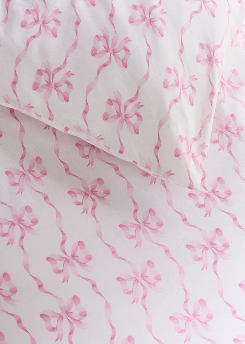 Cath Kidston Ribbon & Bows Reversible Cotton Duvet Cover Set White / Pink - Single Image 4