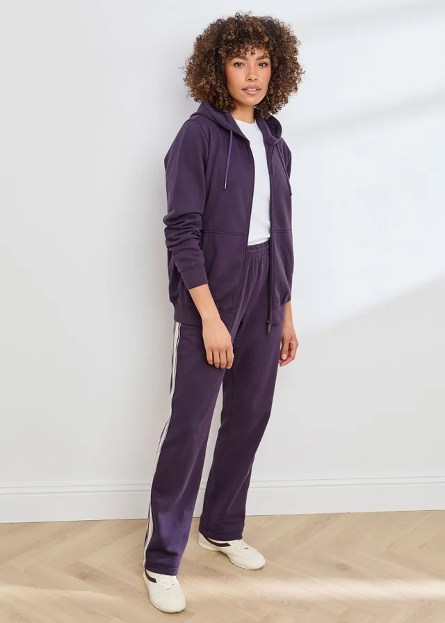 Cotton Traders Blackcurrant Hooded Zip Through Sweat Top