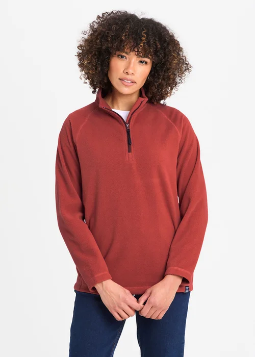 Cotton Traders Burnt Umber Microfleece Half Zip Top - 3XL Image 1