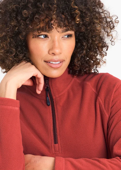 Cotton Traders Burnt Umber Microfleece Half Zip Top - 3XL Image 3