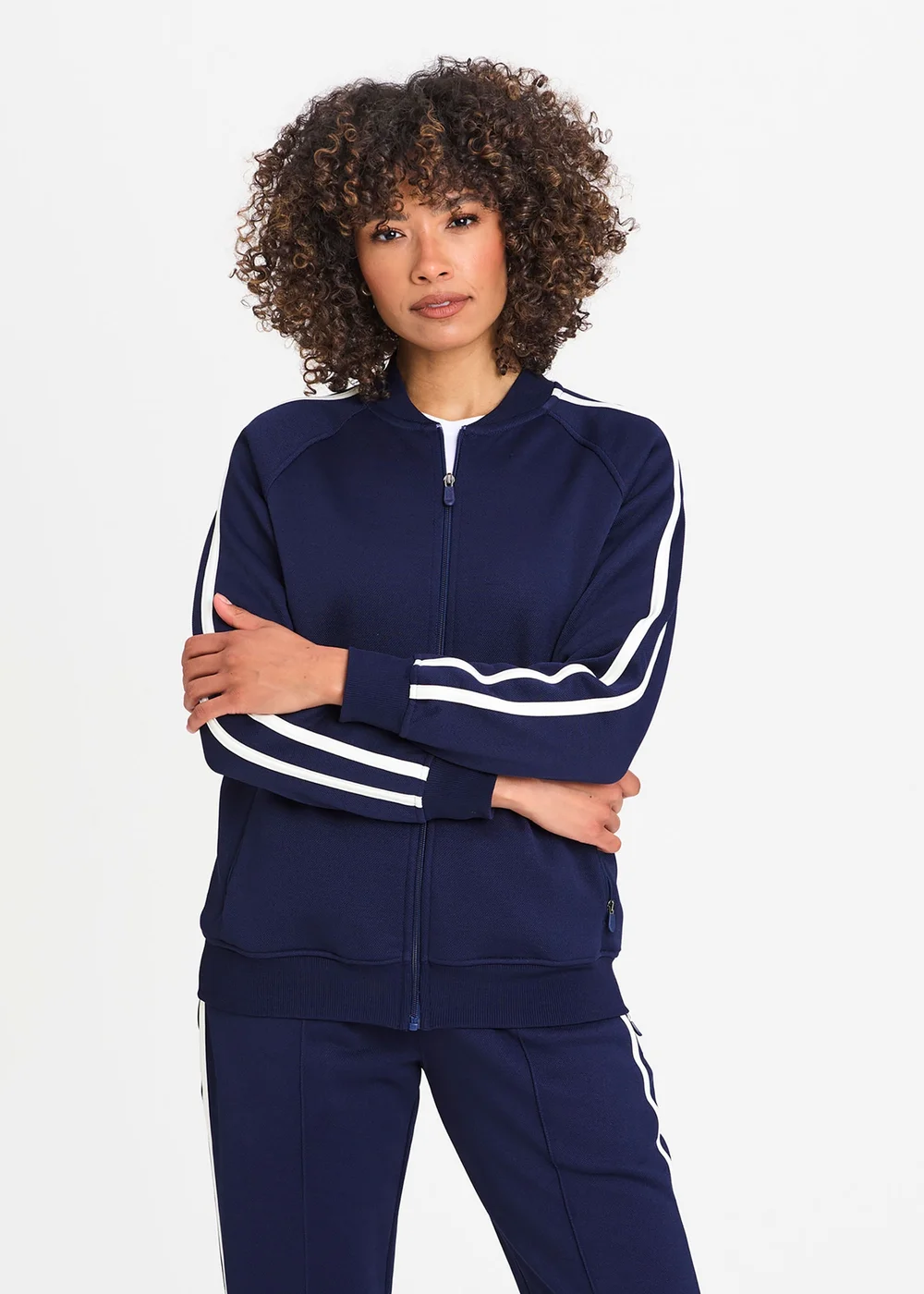 Cotton Traders Marine Zip through Track Top - XL Image 1