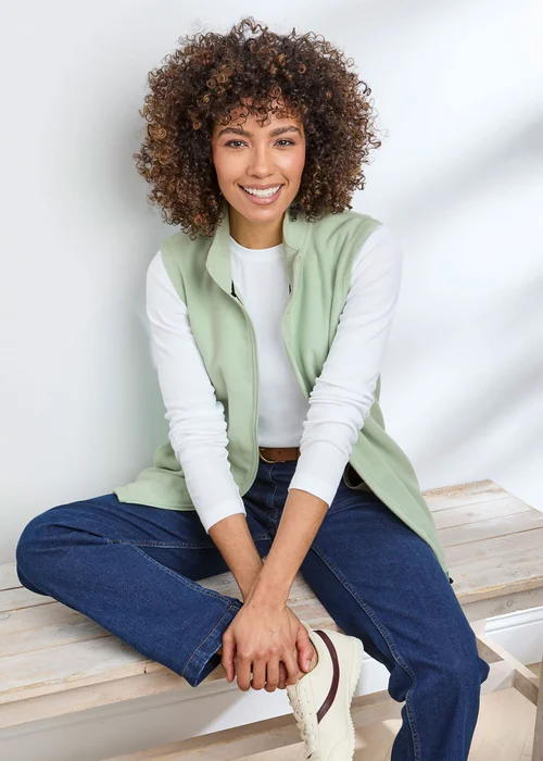 Cotton Traders Iced Mint Microfleece Gilet - S Image 1