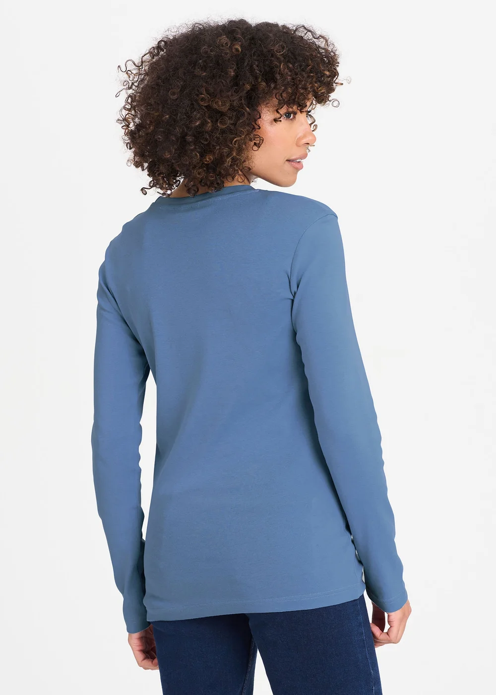 Cotton Traders Cornflower Blue Long Sleeve Crew Neck Base Layer Top - XS Image 2