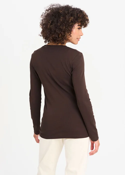Cotton Traders Dark Chocolate Long Sleeve Crew Neck Base Layer Top - L Image 2