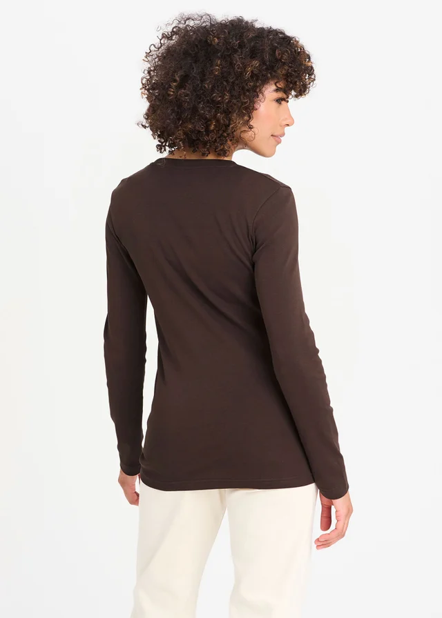 Cotton Traders Dark Chocolate Long Sleeve Crew Neck Base Layer Top