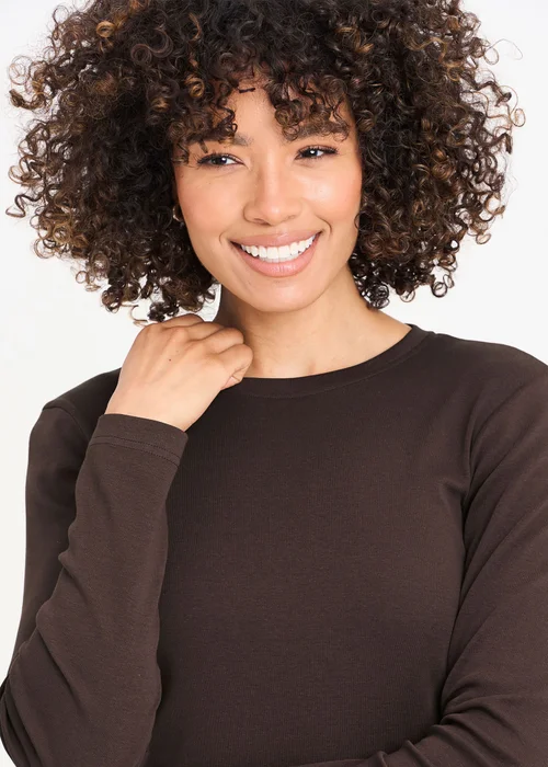 Cotton Traders Dark Chocolate Long Sleeve Crew Neck Base Layer Top - L Image 3