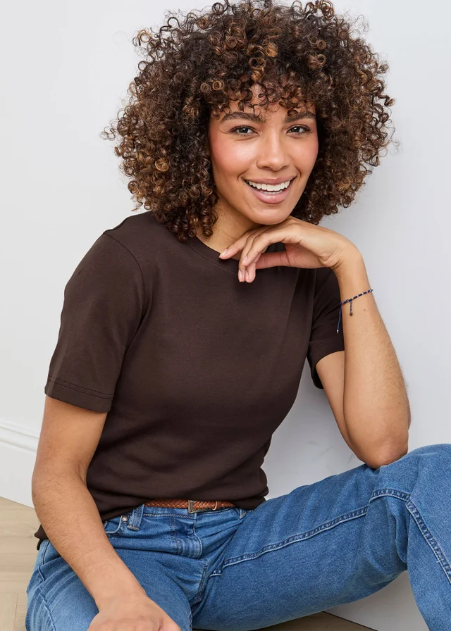 Cotton Traders Dark Chocolate Short Sleeve Crew Neck Base Layer Top