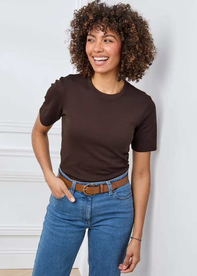 Cotton Traders Dark Chocolate Short Sleeve Crew Neck Base Layer Top