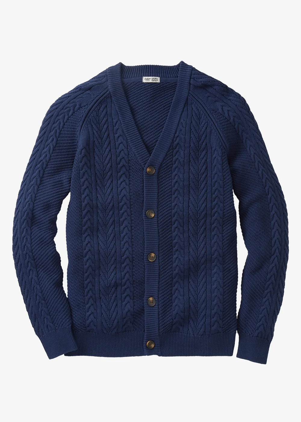 Cotton Traders Dark Sky Cotton Textured Cable Button Through Cardigan - 2XL Image 4