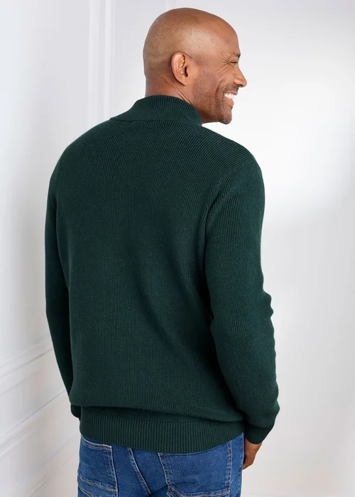 Cotton Traders Ink Rib Knit Zip Neck Jumper - L Image 3