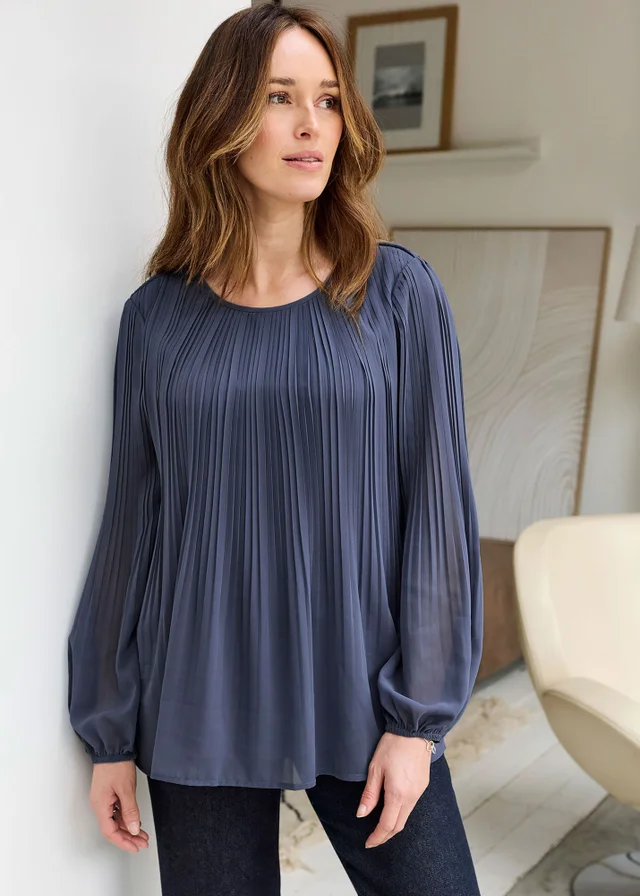 Cotton Traders Airforce Pleated Chiffon Blouse