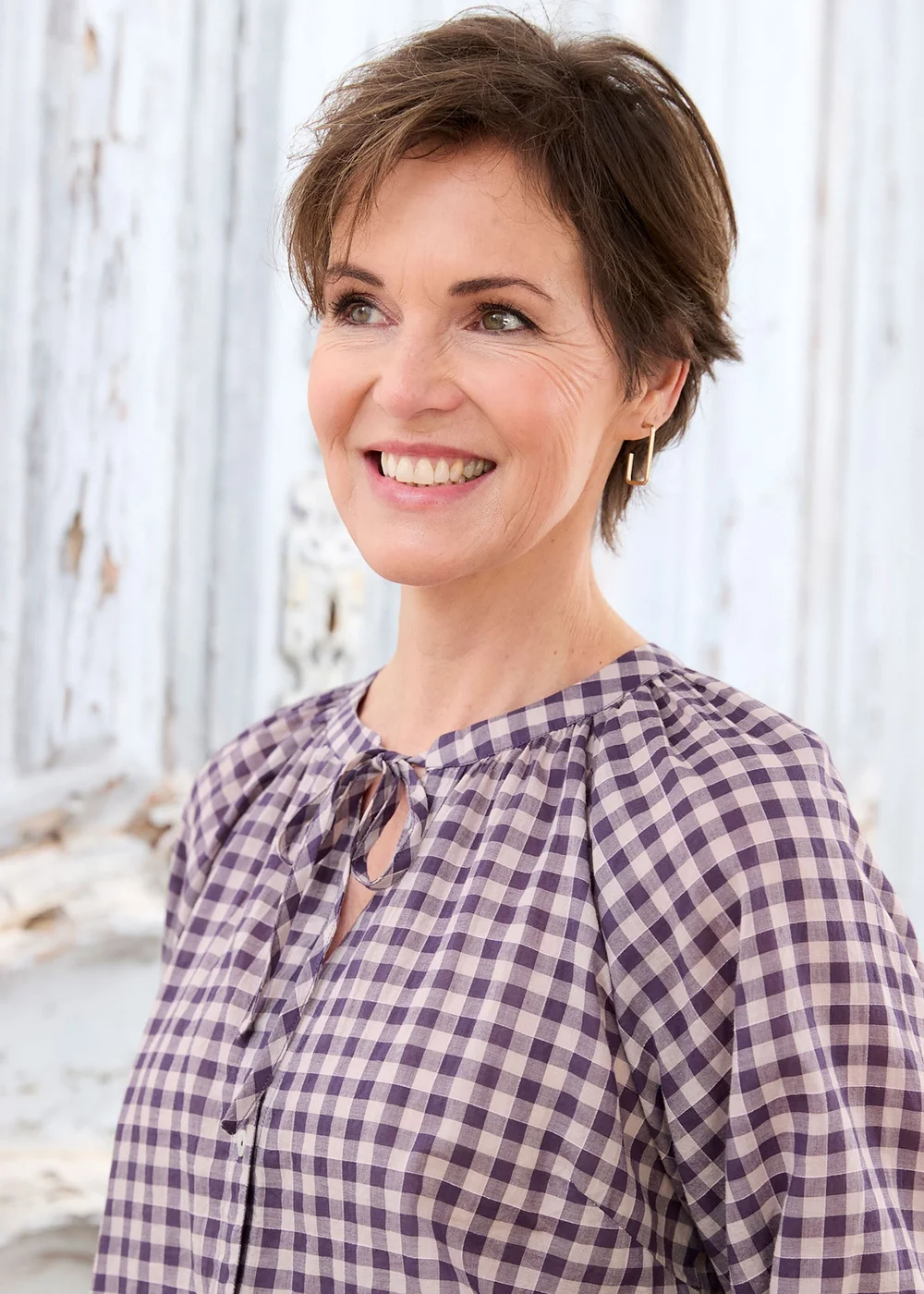 Cotton Traders Blackcurrant Gingham Blouse - 12 Image 4