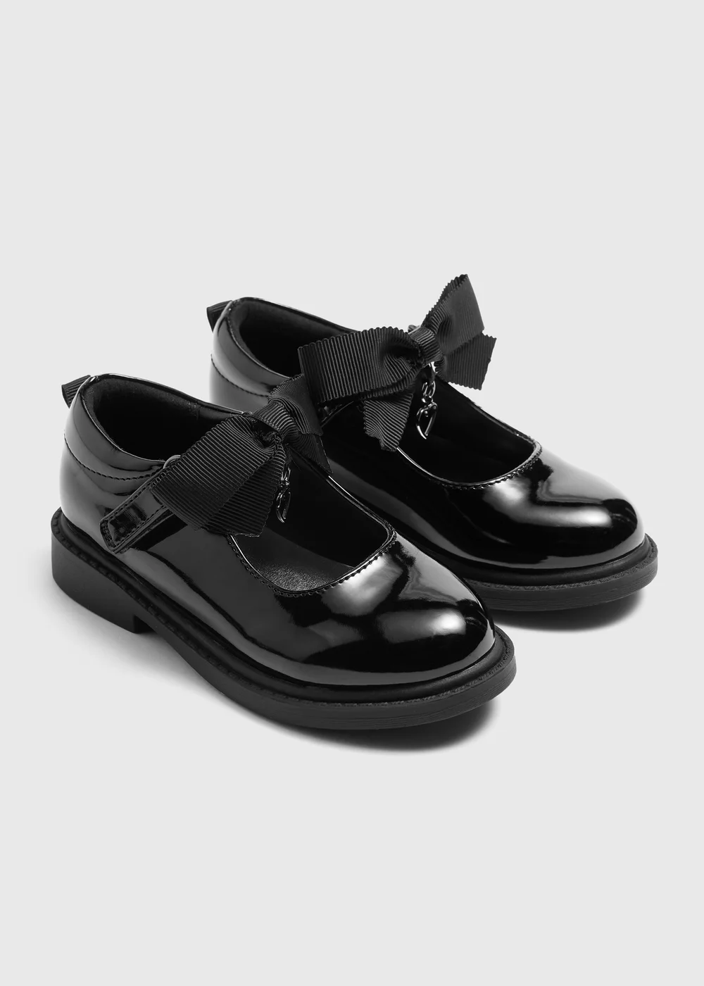 Girls Black Patent Bow Mary Janes (Younger 6-12) - Size 6 Infants Image 1
