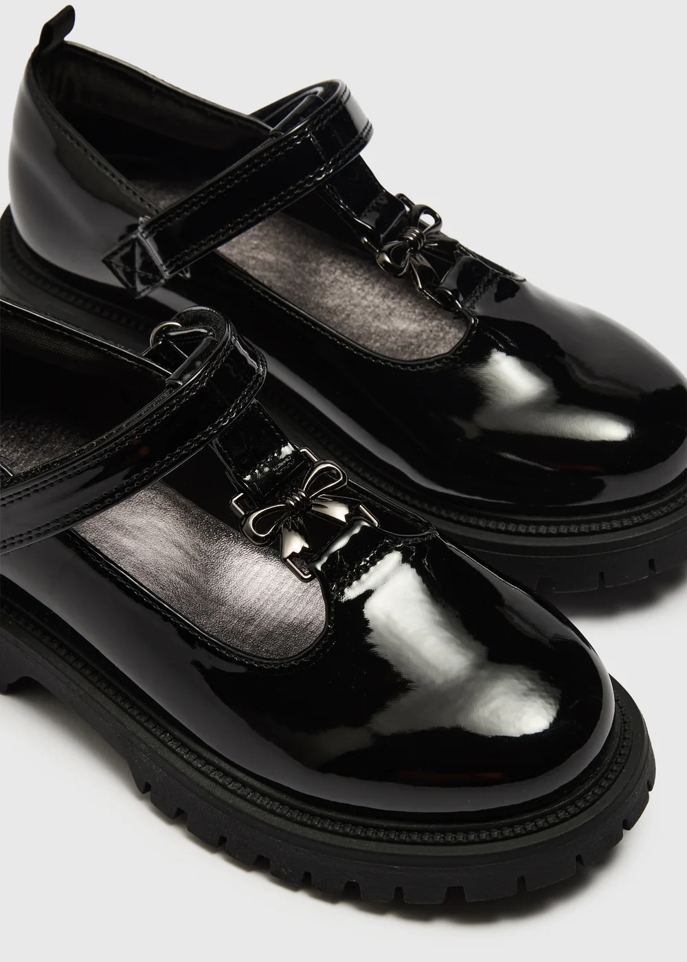 Girls Patent Bow Trim School Shoes (Younger 10-Older 6) - 10 Infants Image 2