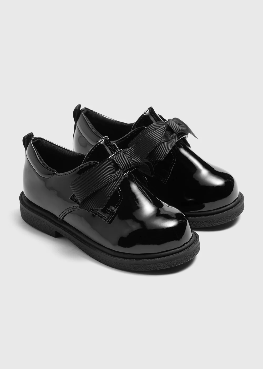 Girls Black Patent Bow Brogue (Younger 6-12) - Size 6 Infants Image 1