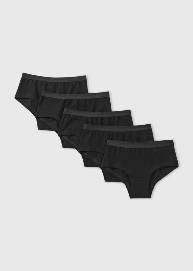 5 Pack Girls Black Hipster Knickers (6-13 Yrs)