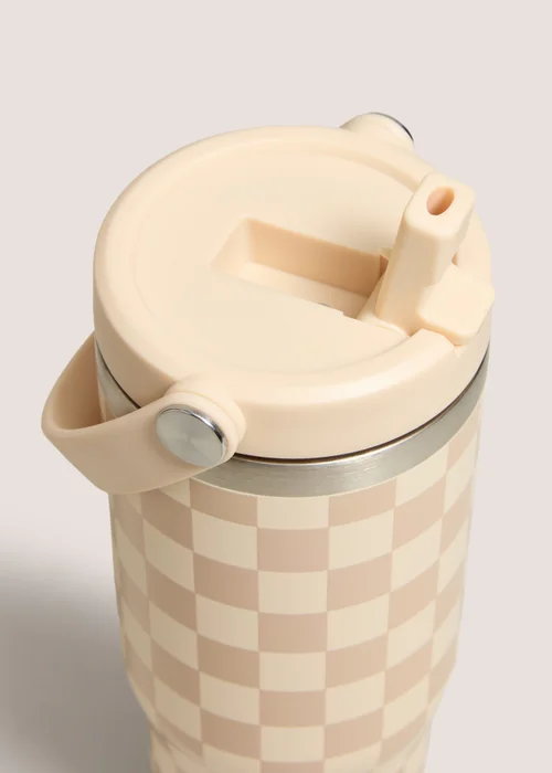 Cream Check Handled Tumbler Bottle Image 2