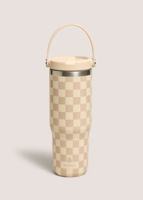 Cream Check Handled Tumbler Bottle Image 1