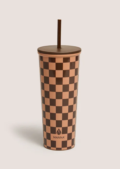 Brown Check Tumbler Bottle Image 1