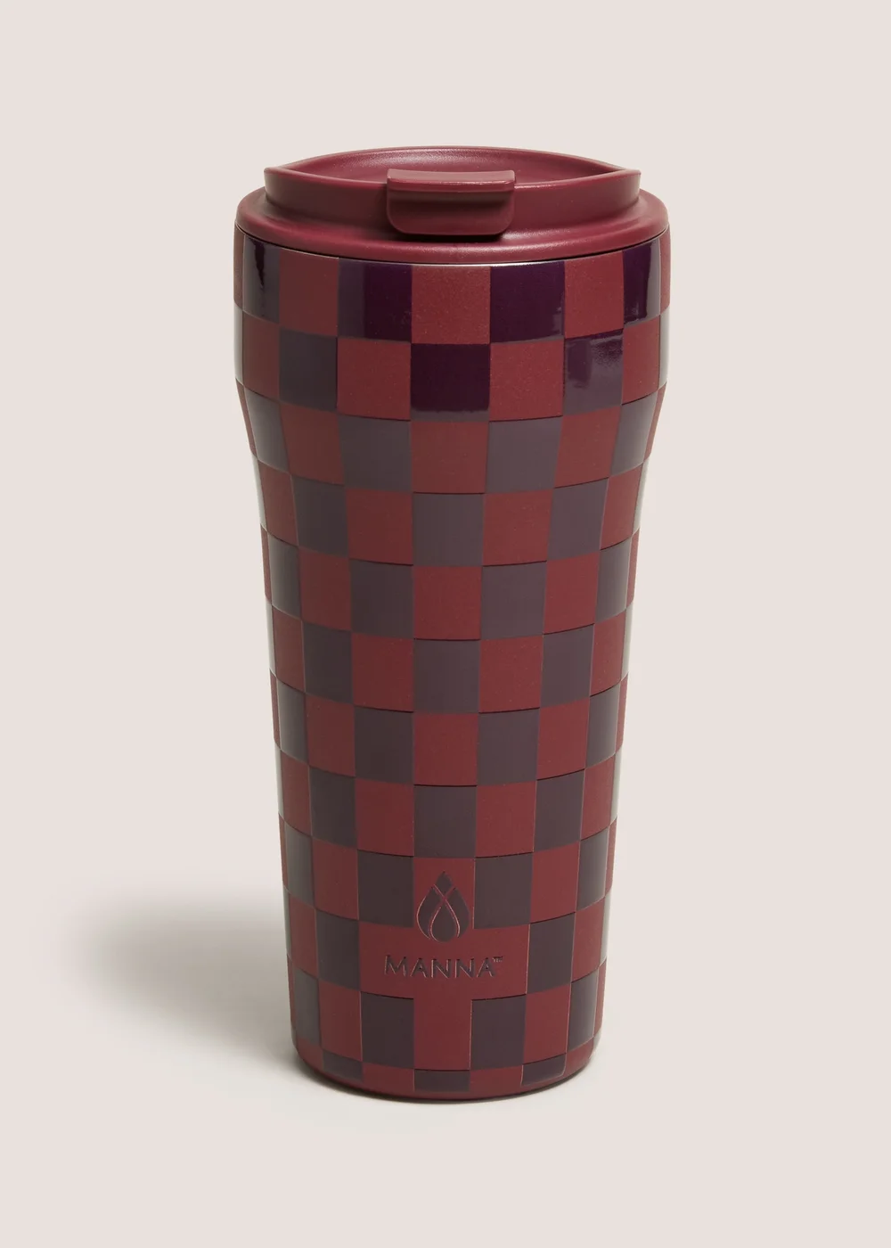 Burgundy Check Cafe Tumbler Bottle Image 1