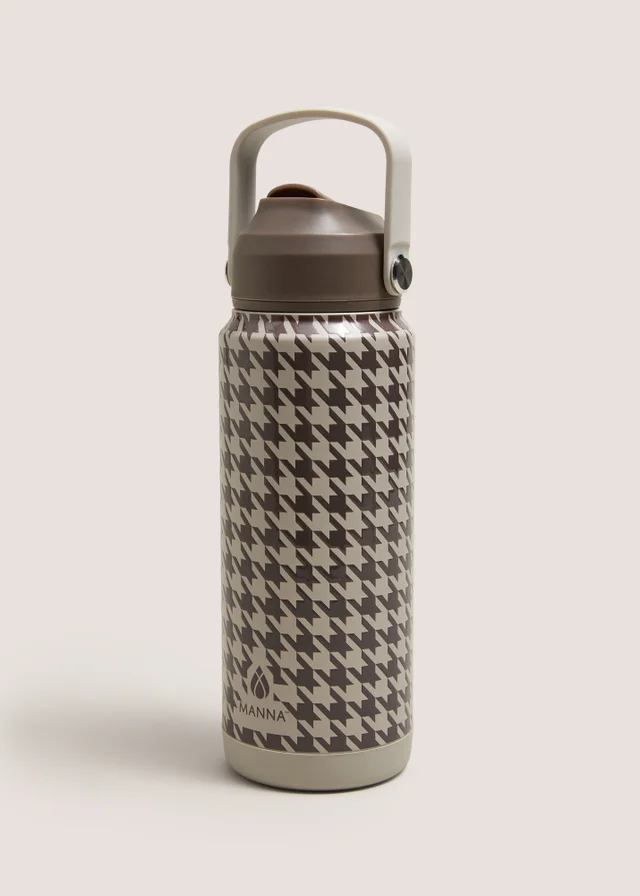 Beige Houndstooth Tumbler Bottle