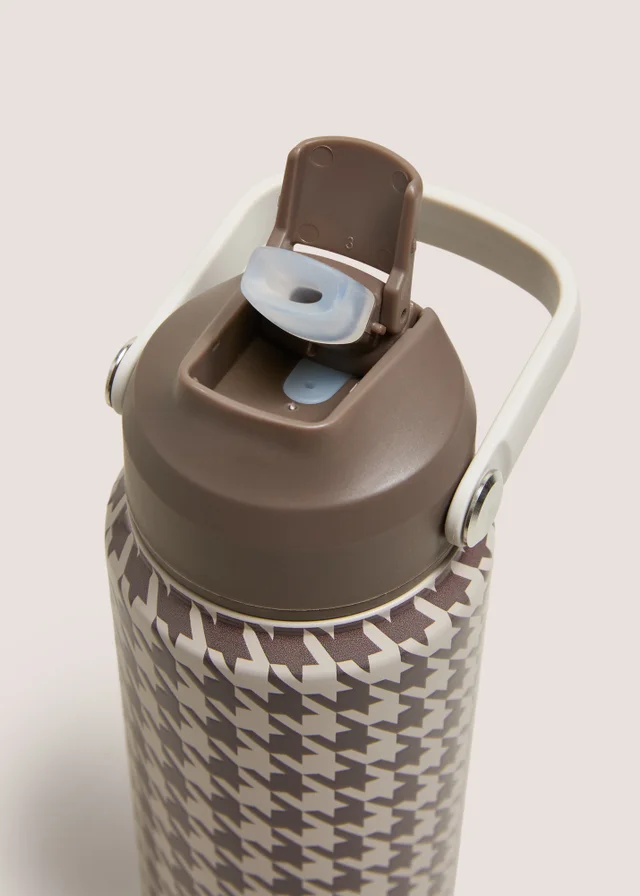 Beige Houndstooth Tumbler Bottle