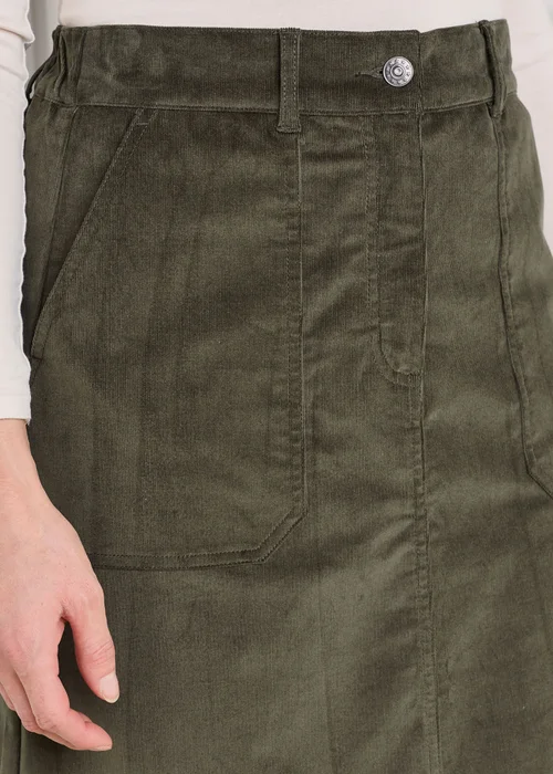 Cotton Traders Dark Forest Stretch Cord Midi Skirt - 20 Image 3