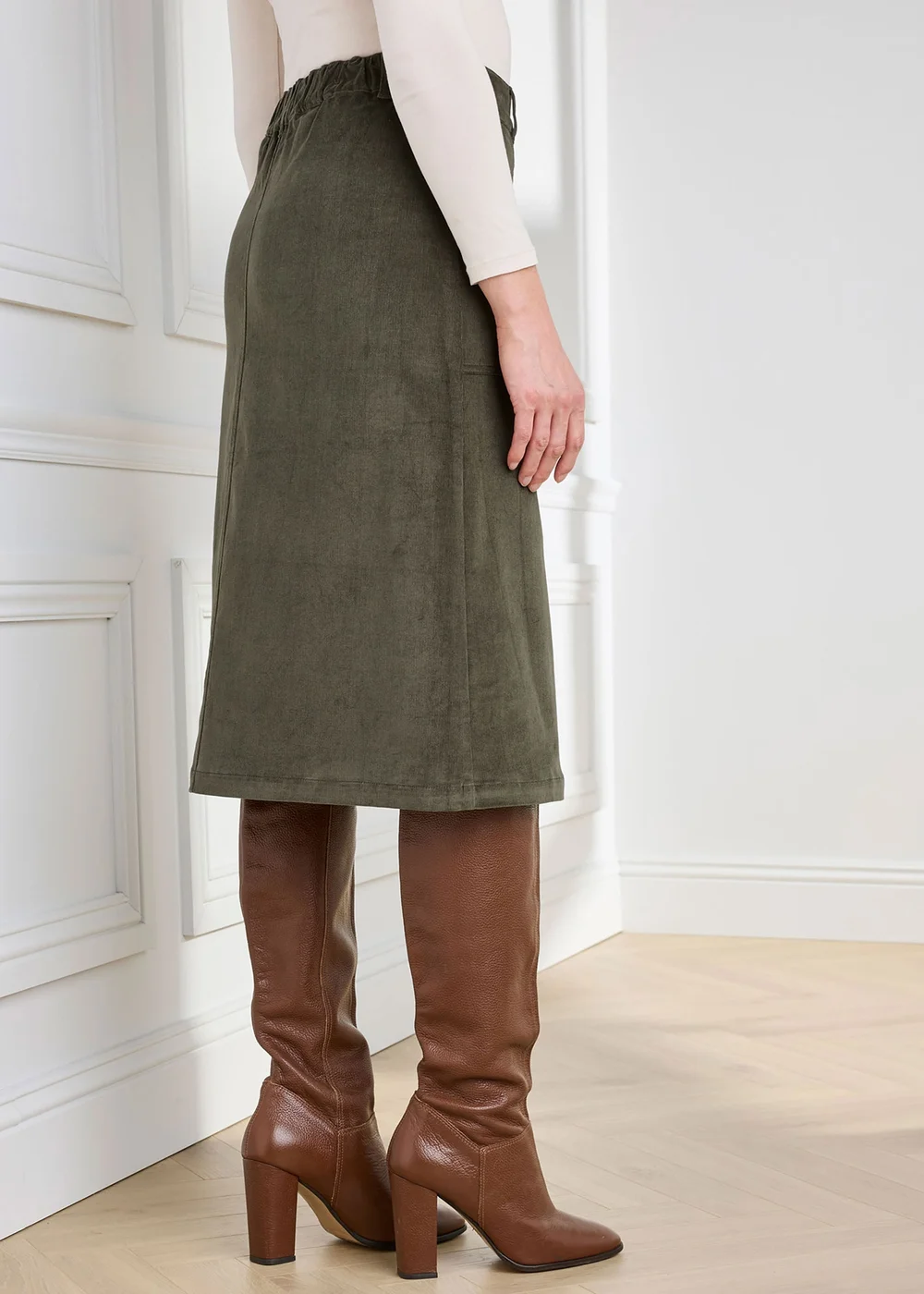 Cotton Traders Dark Forest Stretch Cord Midi Skirt - 20 Image 2
