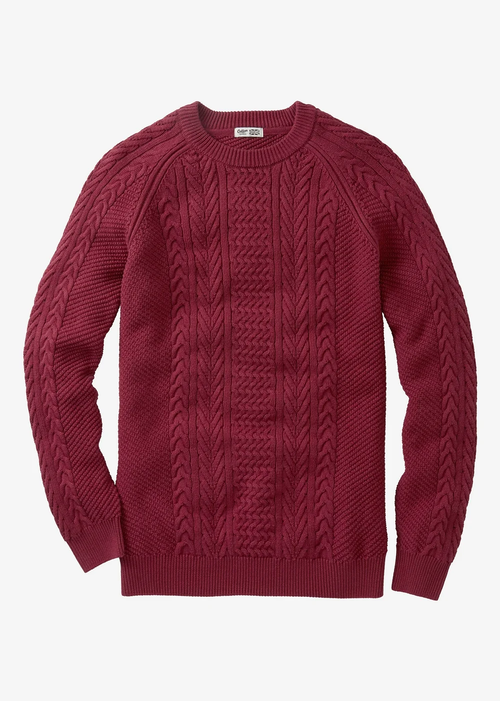 Cotton Traders Ruby Cotton Textured Cable Crew Neck Jumper - 2XL Image 4