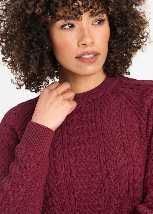 Cotton Traders Ruby Cotton Textured Cable Crew Neck Jumper - 2XL Image 3