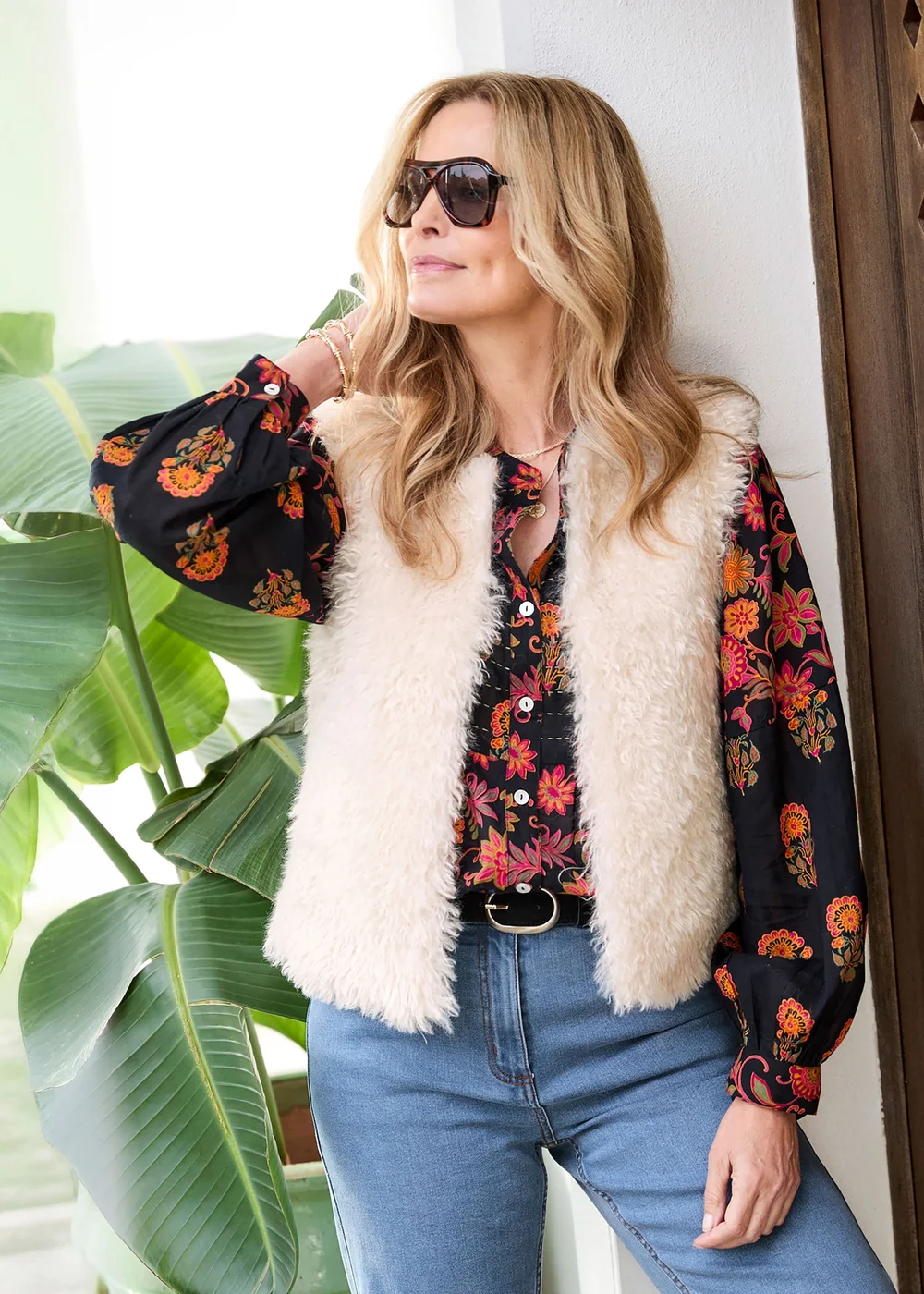 Cotton Traders Cream Faux Fur Gilet - 18 Image 3
