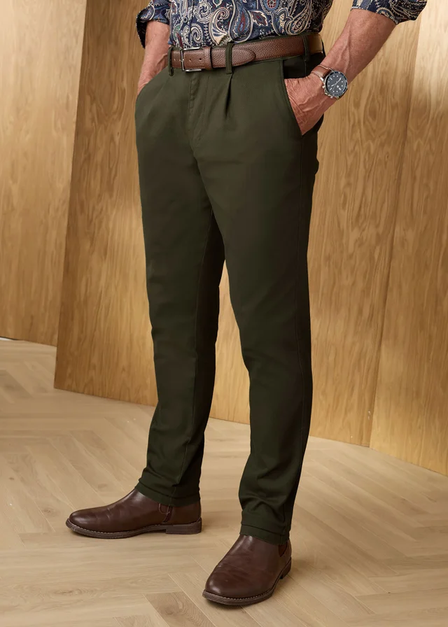 Cotton Traders Deep Khaki Signature Dobby Texture Chino