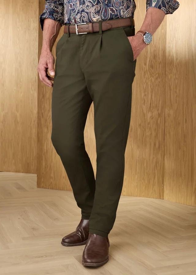 Cotton Traders Deep Khaki Signature Dobby Texture Chino
