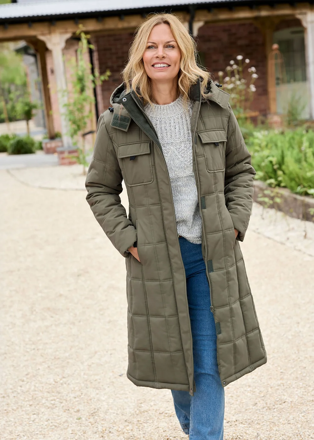 Cotton Traders Dark Forest Long Padded Hooded Coat - 22 Image 2