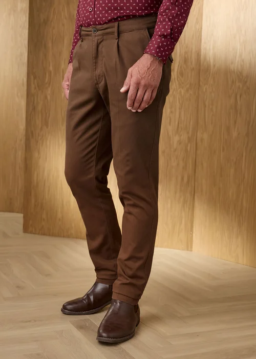 Cotton Traders Dark Brown Signature Dobby Texture Chino - 22 Image 1