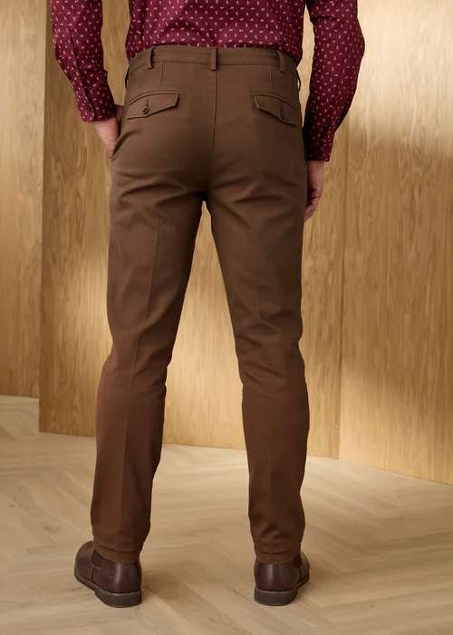 Cotton Traders Dark Brown Signature Dobby Texture Chino - 22 Image 3