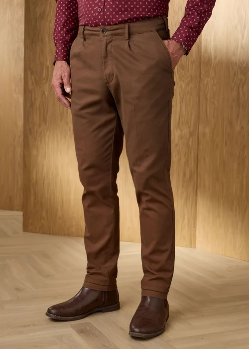Cotton Traders Dark Brown Signature Dobby Texture Chino - 22 Image 2