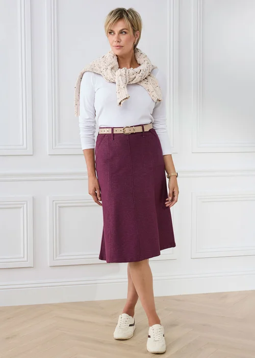 Cotton Traders Mulberry Jersey Denim Pull-On Midi Skirt - 24 Image 1