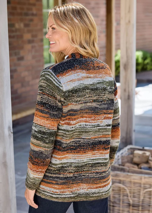 Cotton Traders Dark Forest Stripe Edge to Edge Cardigan - 20 Image 3
