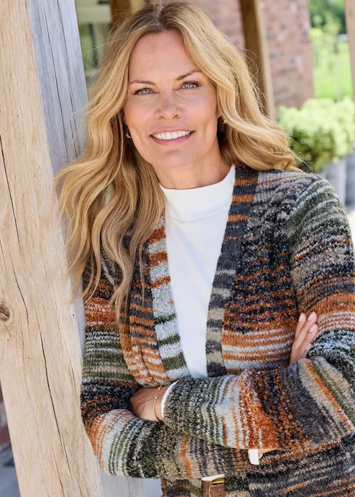 Cotton Traders Dark Forest Stripe Edge to Edge Cardigan - 20 Image 4