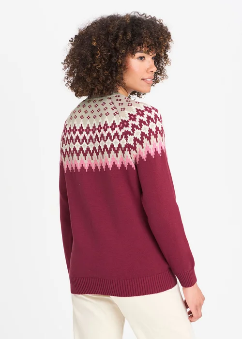 Cotton Traders Ruby Cotton Fair Isle Crew Neck Jumper - XS Image 3