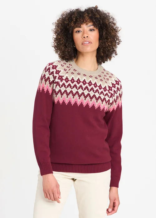 Cotton Traders Ruby Cotton Fair Isle Crew Neck Jumper - XS Image 2