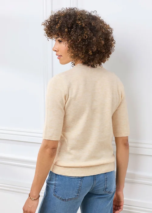 Cotton Traders Parchment Fine Knit Short Sleeve Cardigan - 8 Image 3