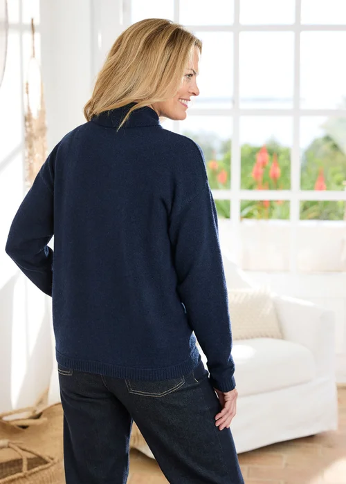 Cotton Traders Navy Jumper With Detachable Scarf - 12 Image 4