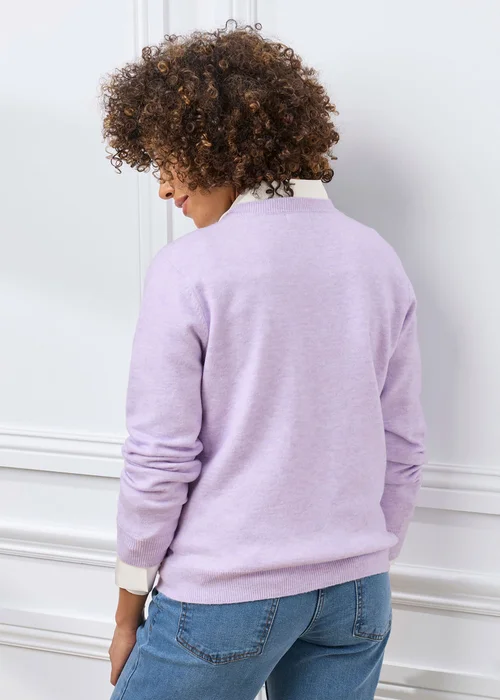 Cotton Traders Violet Fine Knit V-Neck Jumper - 8 Image 3