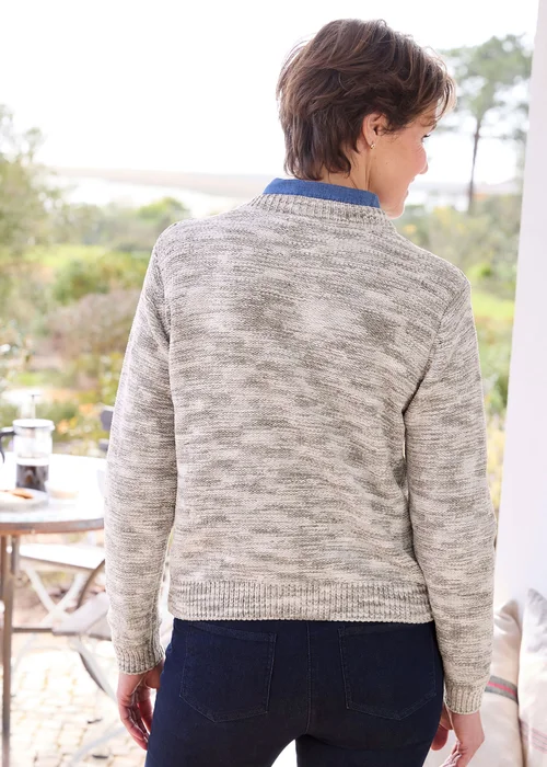 Cotton Traders Grey Chenille Crew Neck Cardigan - 22 Image 3