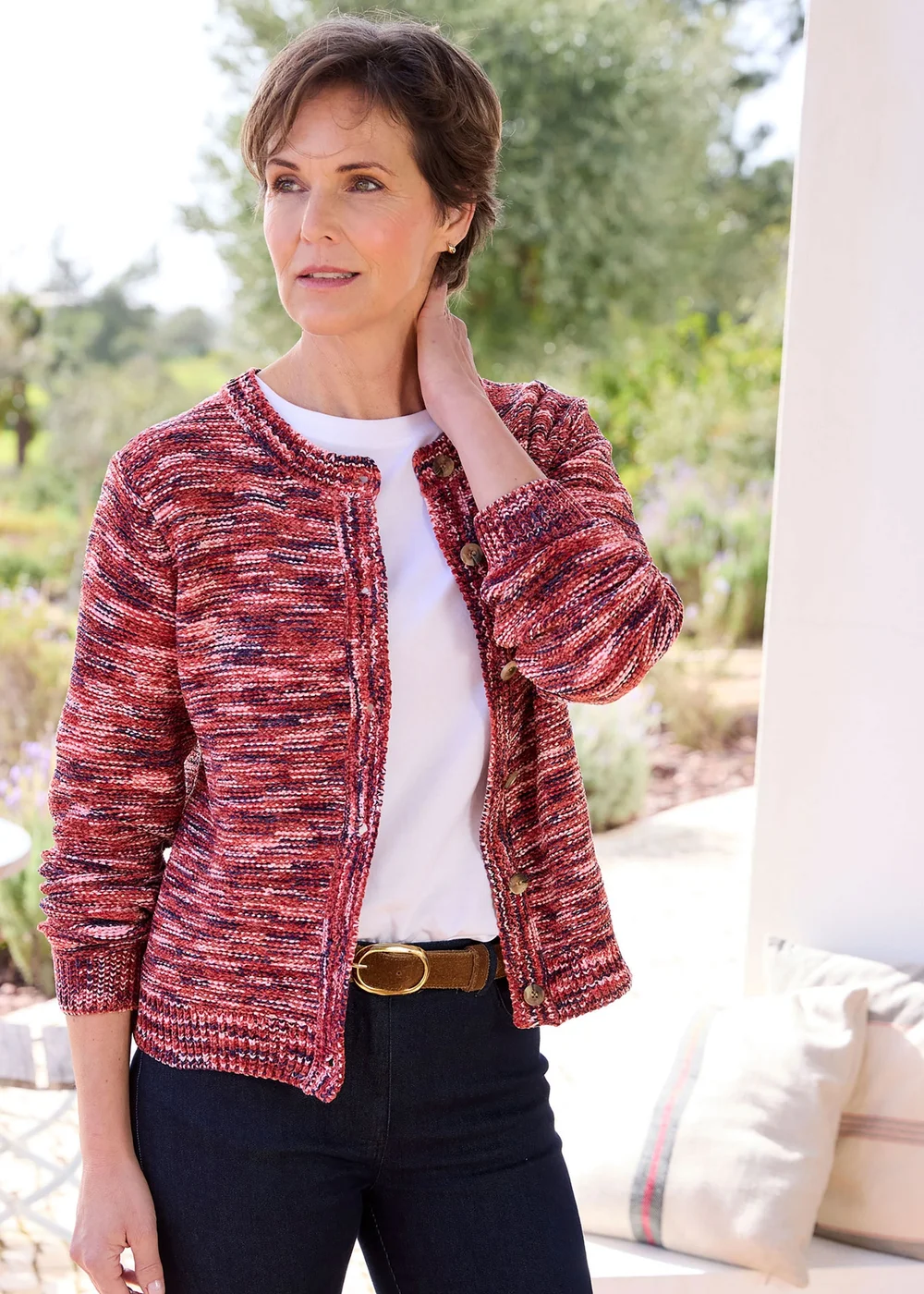 Cotton Traders Rose Chenille Crew Neck Cardigan - 22 Image 2